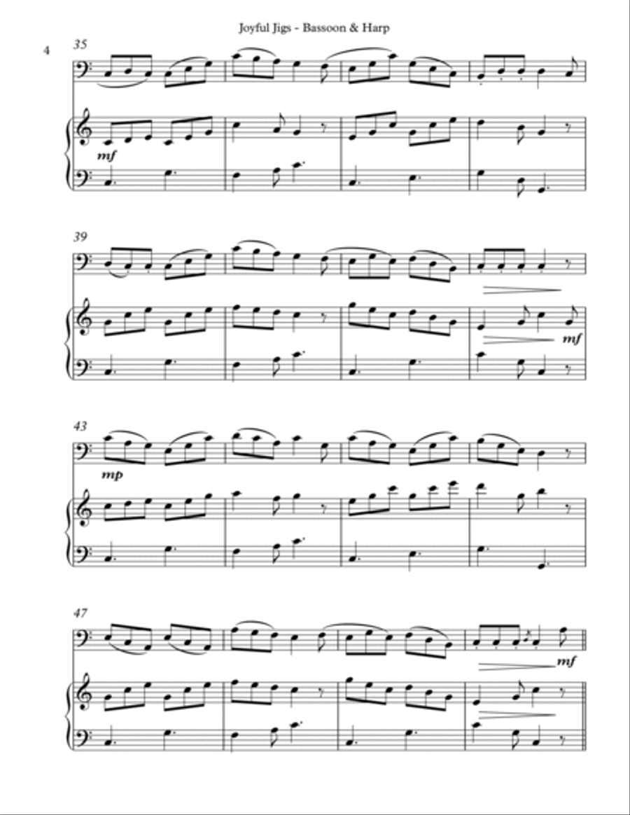 Joyful Jigs, Duet for Bassoon & Harp Bassoon scores gallery preview page 4