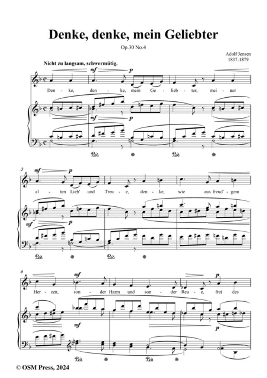 A. Jensen-Denke,denke,mein Geliebter,Op.30 No.4,in F Major Voice scores gallery preview page 2