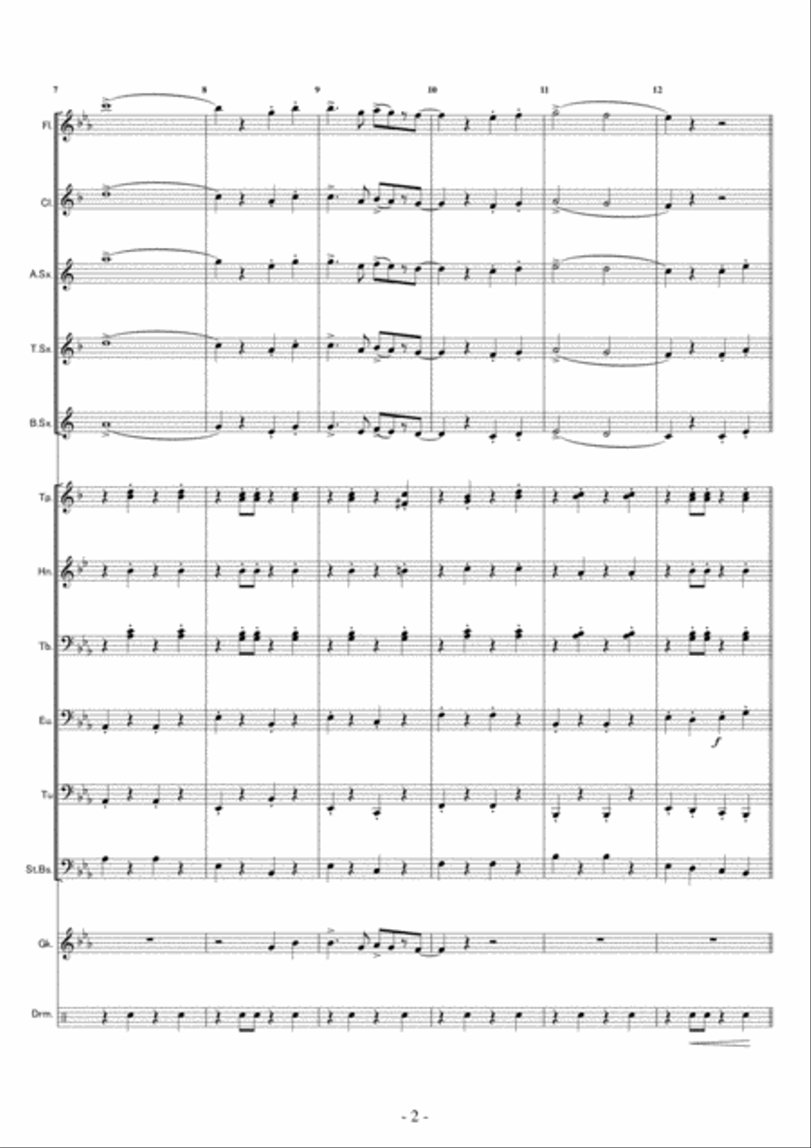 ＜Small Band＞Michael, Row the Boat Ashore Concert Band scores gallery preview page 2