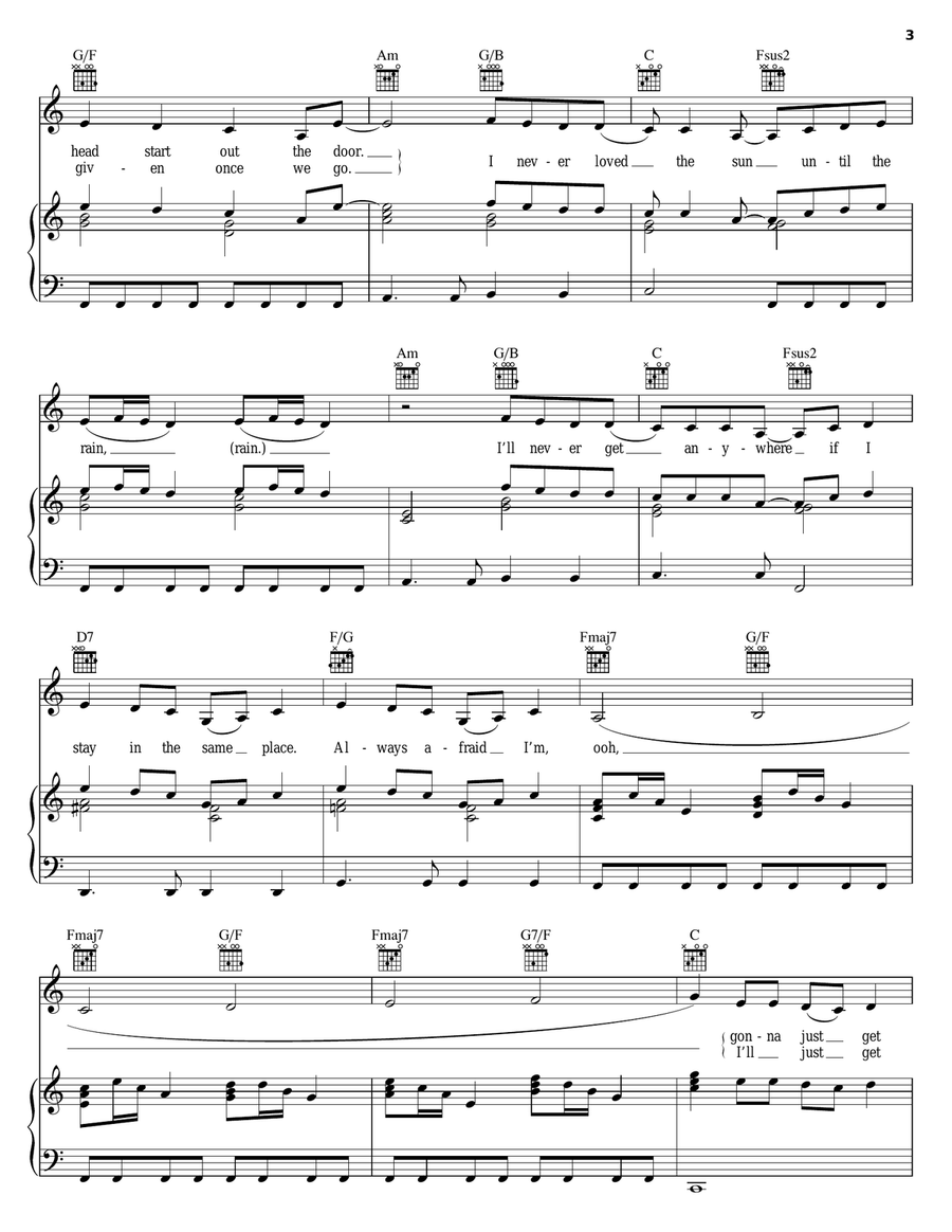 Walkin' 'Round In A Circle Piano, Vocal, Guitar scores gallery preview page 3