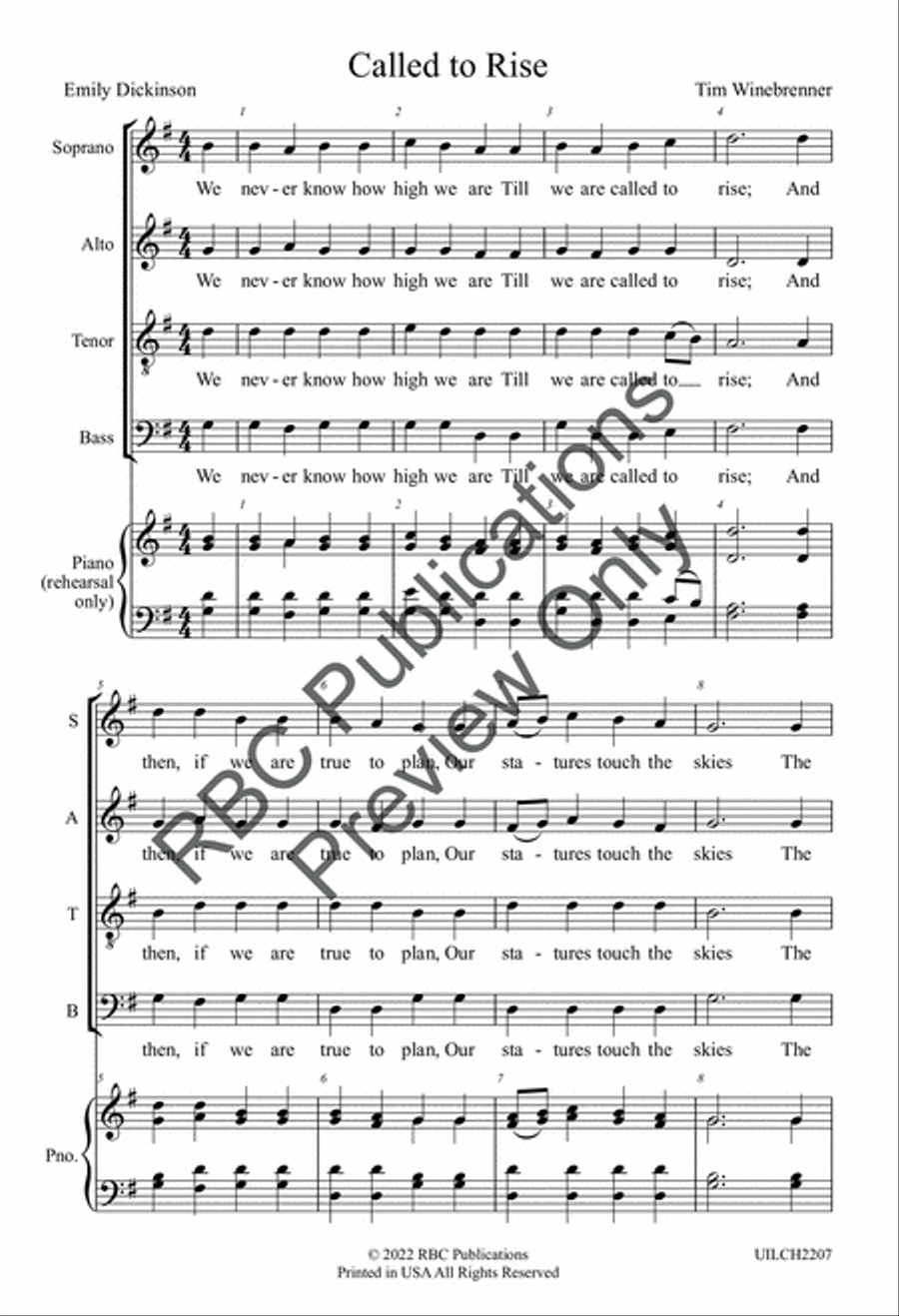 Called To Rise (SATB) Called To Rise (SATB) 4-Part scores gallery preview page 3