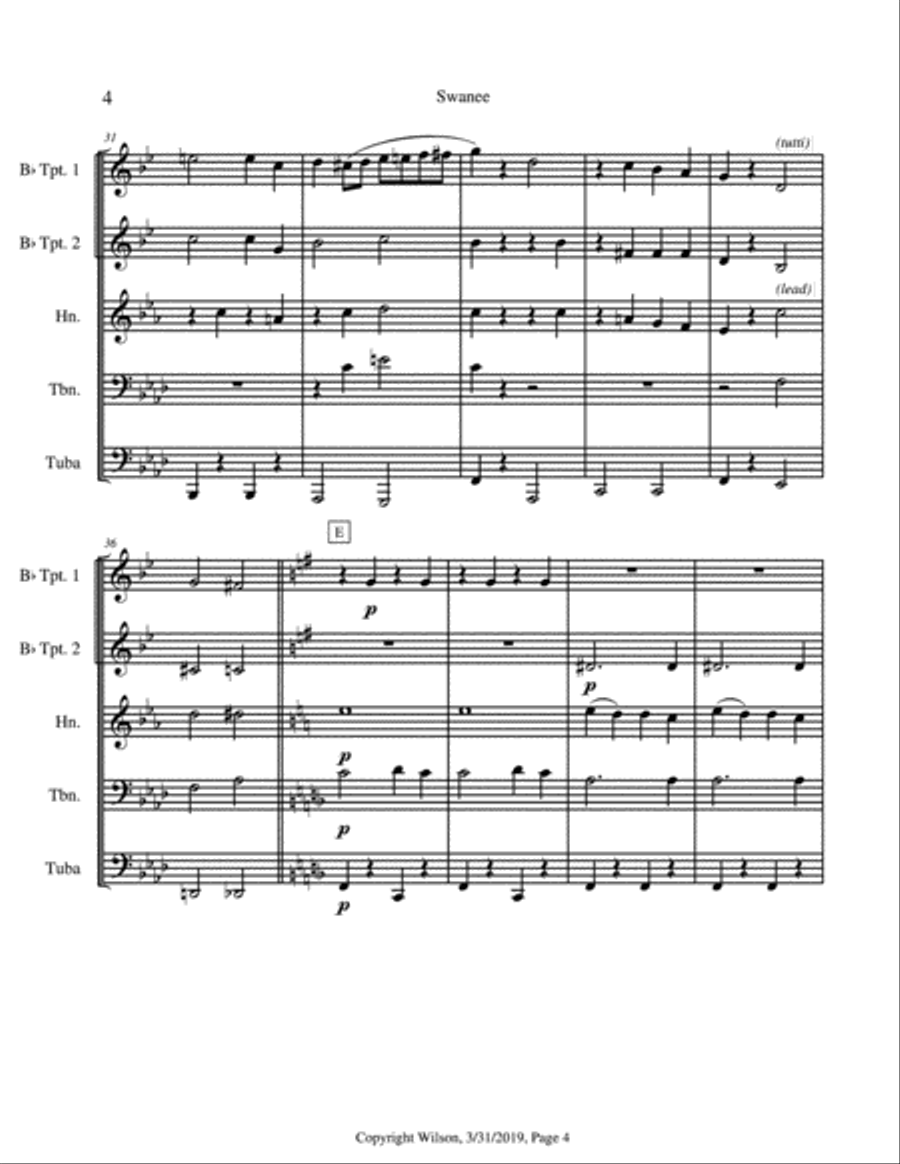 Swanee Brass Quintet scores gallery preview page 5