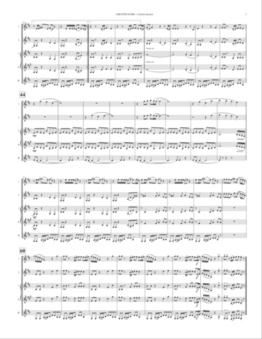 Ghostbusters Ghostbusters Clarinet Quartet scores gallery preview page 3