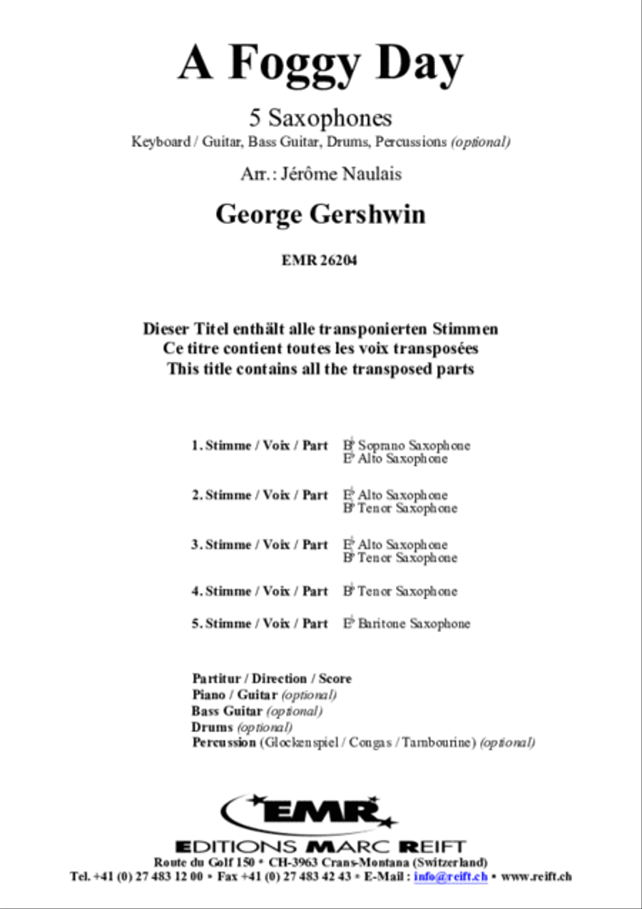 A Foggy Day Saxophone Quintet scores gallery preview page 2