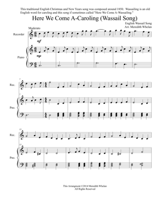 Christmas Duets for Recorder & Piano: Here We Come A-Caroling (Wassail Song)