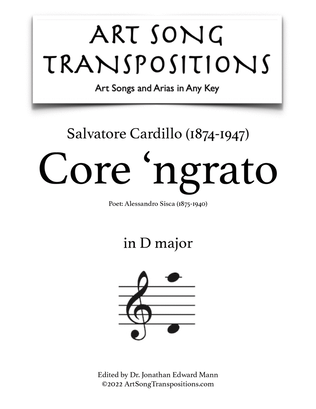 CARDILLO: Core 'ngrato (transposed to D major)