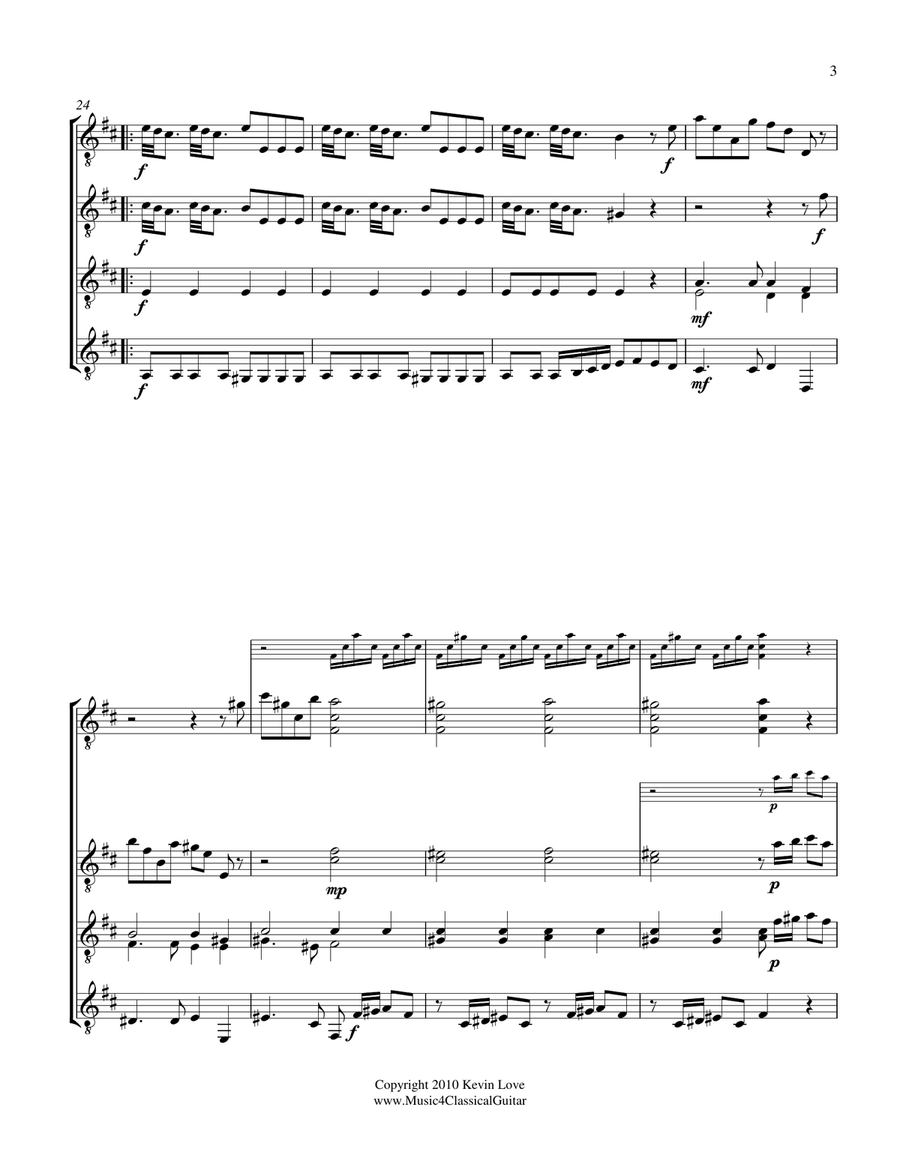 Concerto in D - i - Allegro giusto (Guitar Quartet) - Score and Parts Guitar Ensemble scores gallery preview page 3