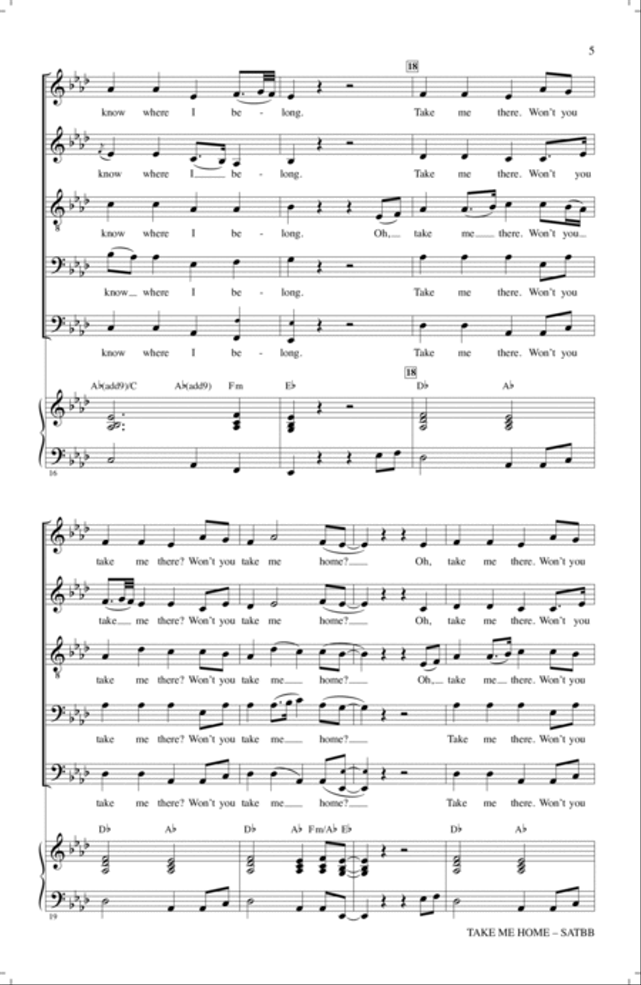 Take Me Home (arr. Roger Emerson) SATBarB scores gallery preview page 4