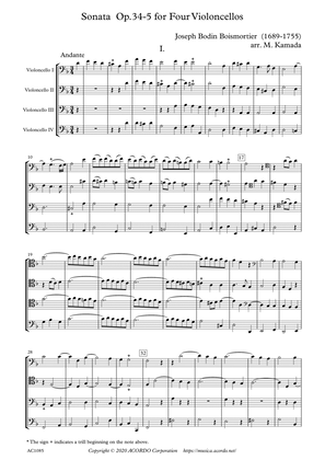 Sonata Op.34-5 for Four Violoncellos