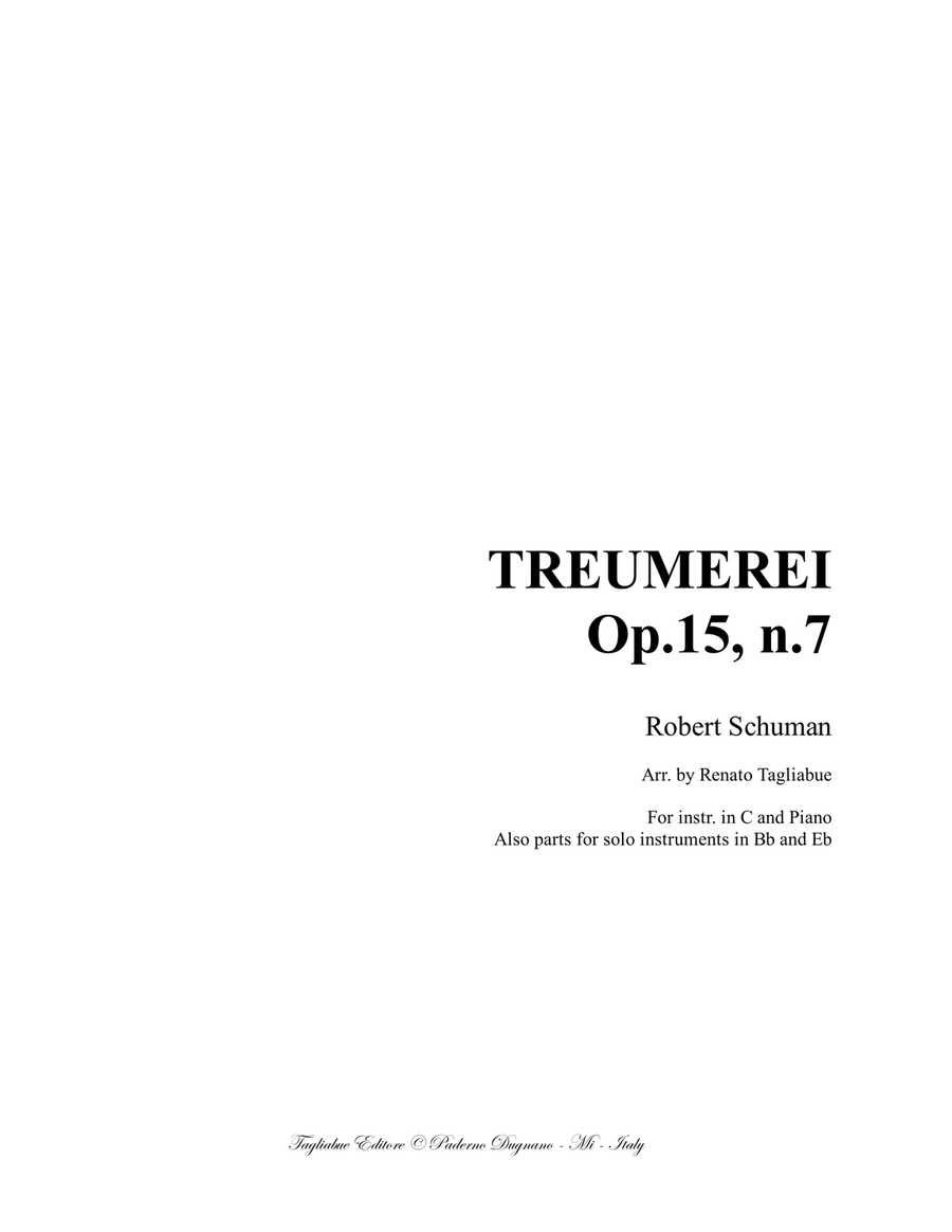 TRAUMEREI - Schumann - For Instr. in C and Piano - With Parts for Instr. in Bb and in Eb Large Ensemble scores gallery preview page 1