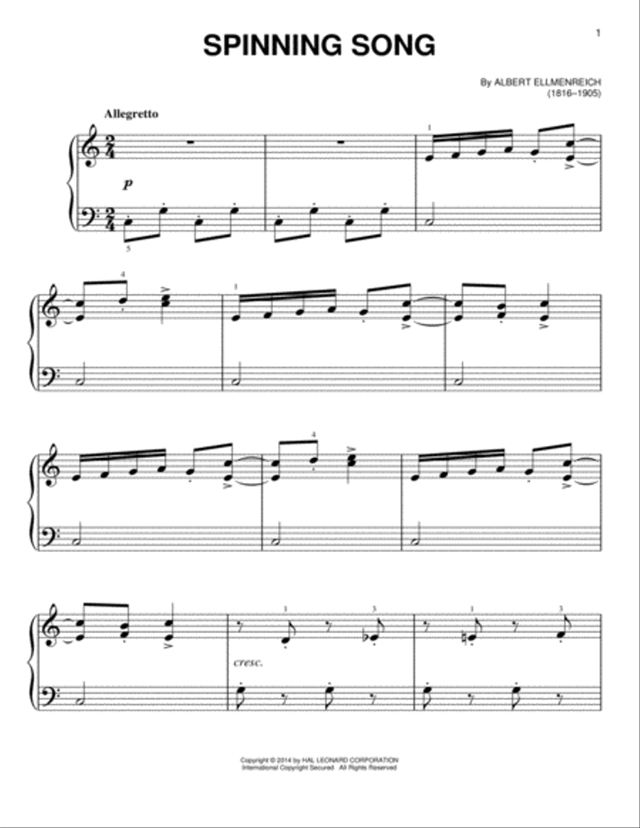 Spinning Song Easy Piano scores gallery preview page 1