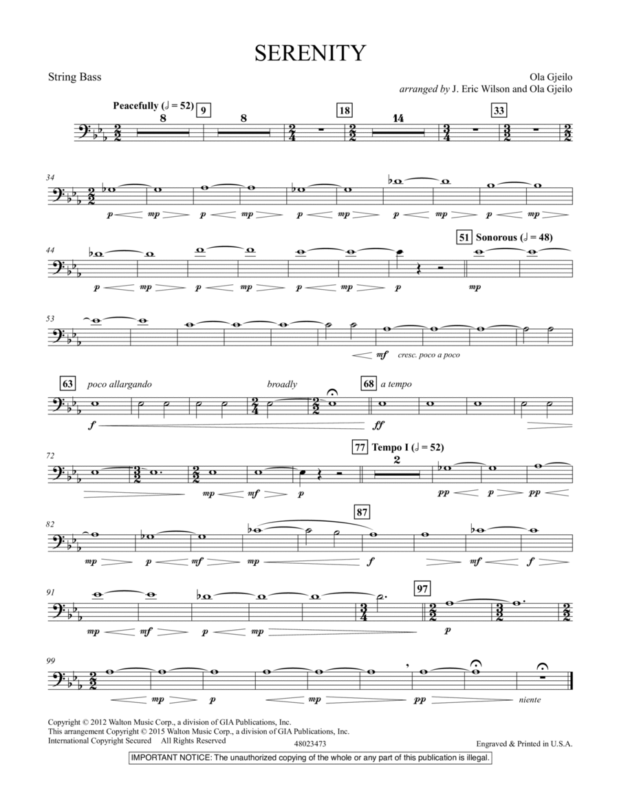 Serenity - String Bass Serenity - String Bass Double Bass scores gallery preview page 1
