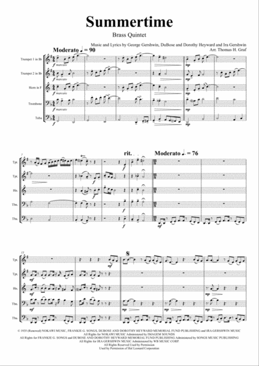 Summertime Horn scores gallery preview page 2