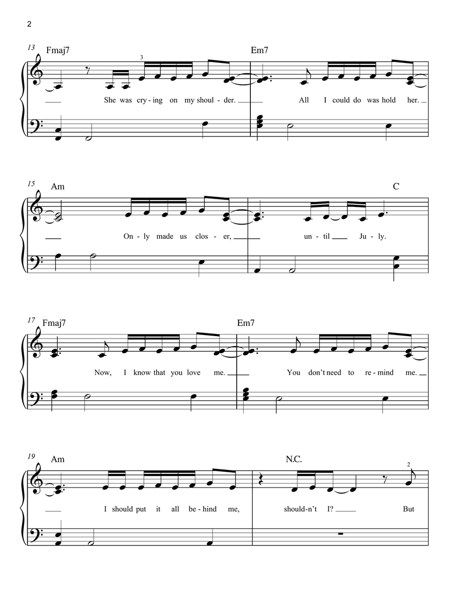 WILDFLOWER Easy Piano scores gallery preview page 2