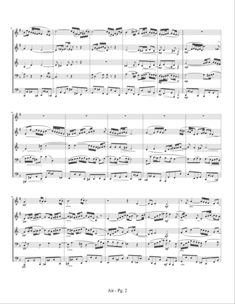 Air from Suite No. 3 (Air on the G String) Brass Ensemble scores gallery preview page 5
