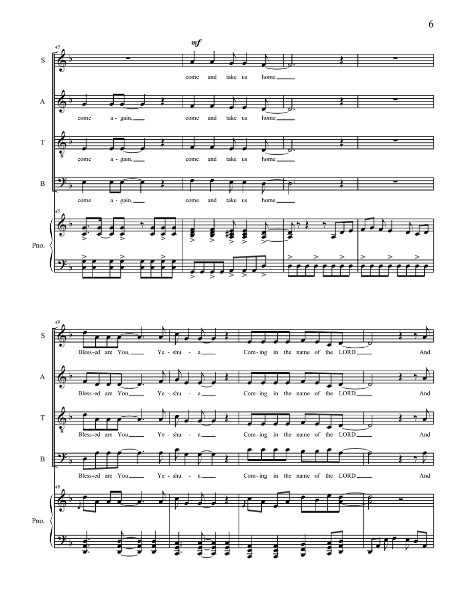 Baruch HaBa 4-Part scores gallery preview page 6