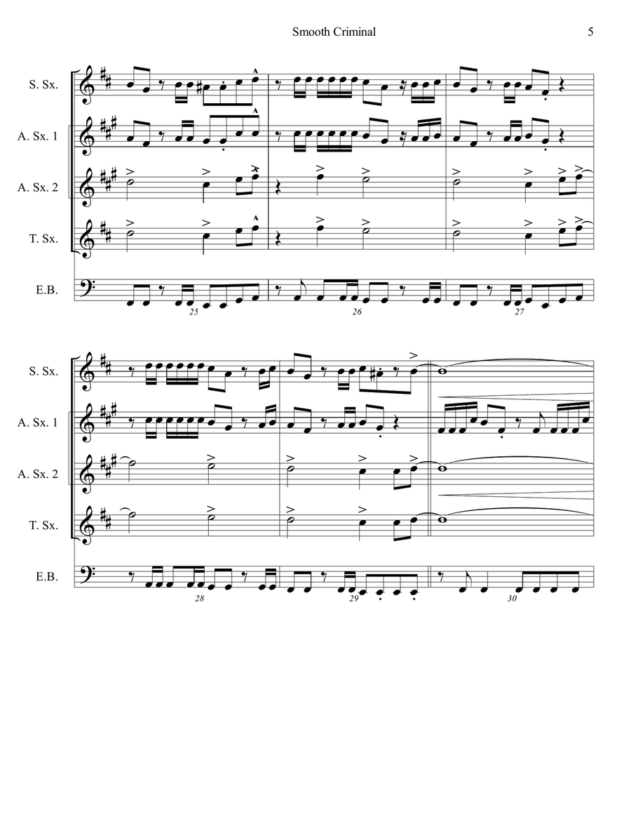 Bad Man (Smooth Criminal) Woodwind Ensemble scores gallery preview page 6