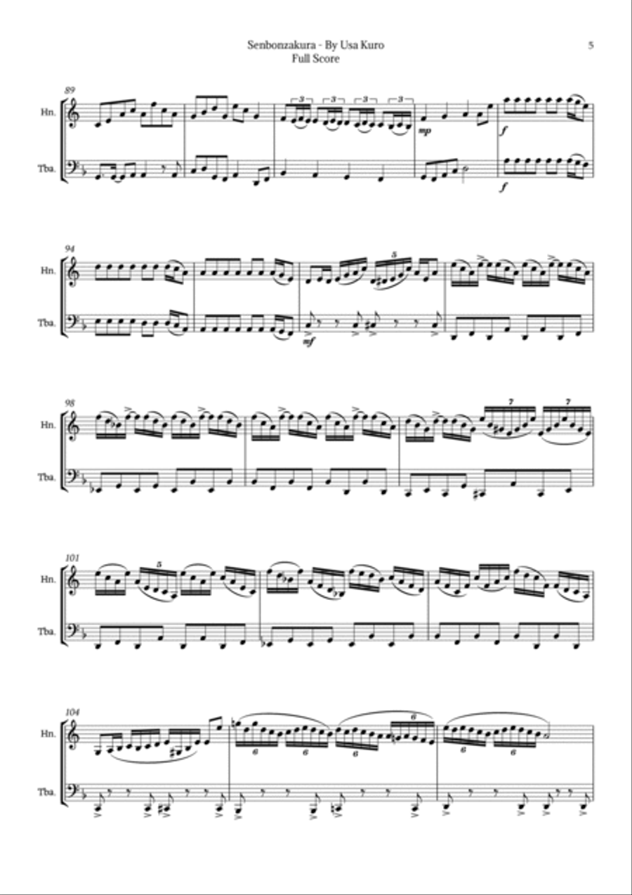 Senbonzakura Brass Duet scores gallery preview page 5