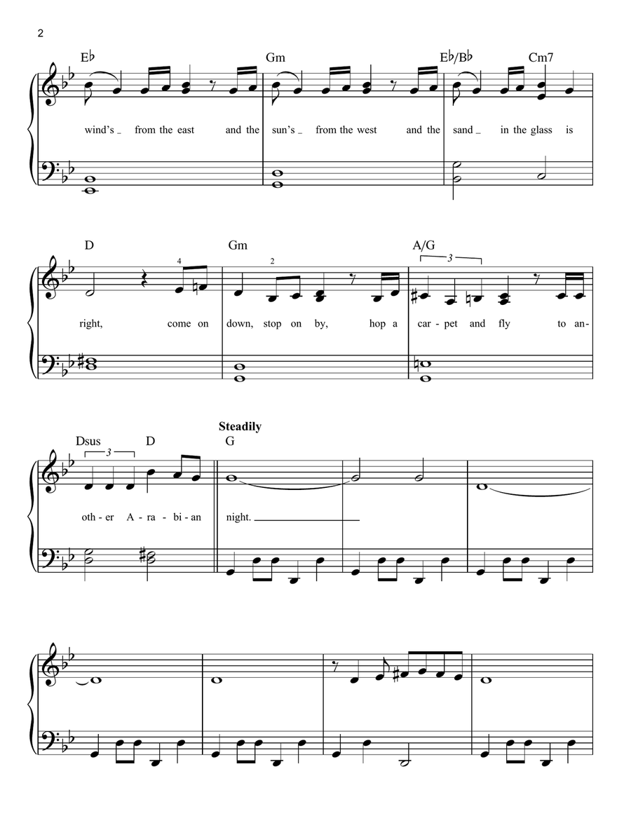 Arabian Nights (2019) (from Disney's Aladdin) Easy Piano scores gallery preview page 2