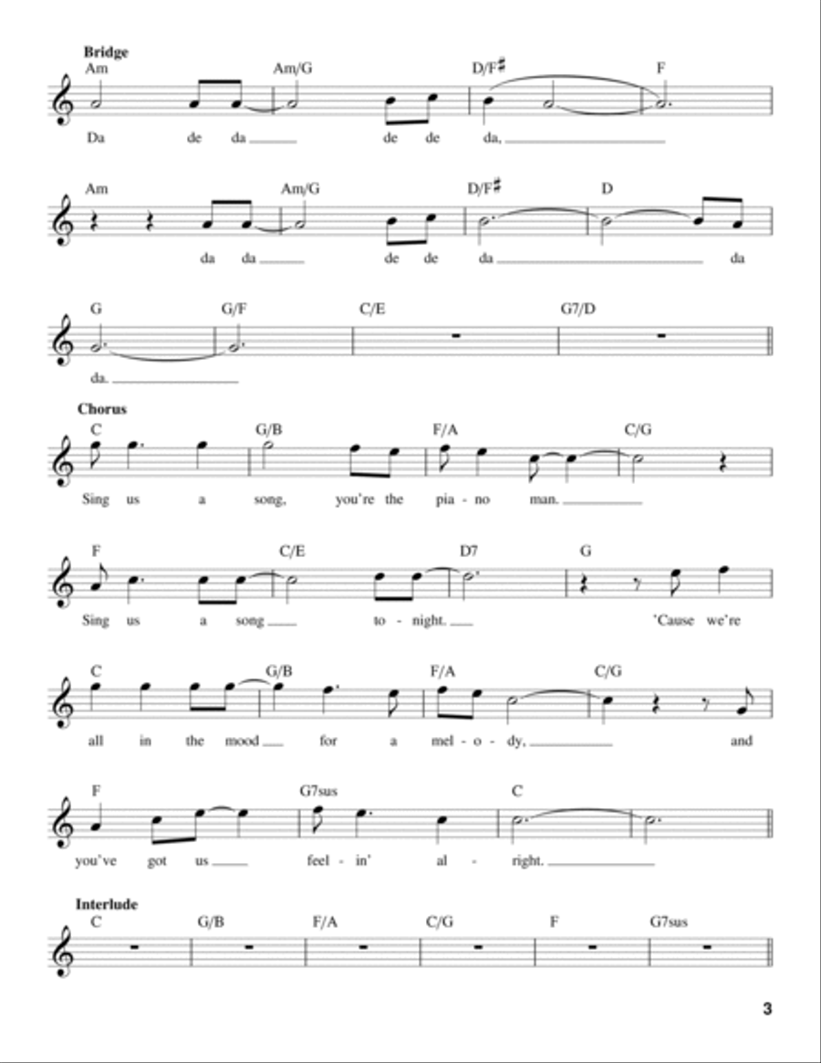 Piano Man Voice scores gallery preview page 3