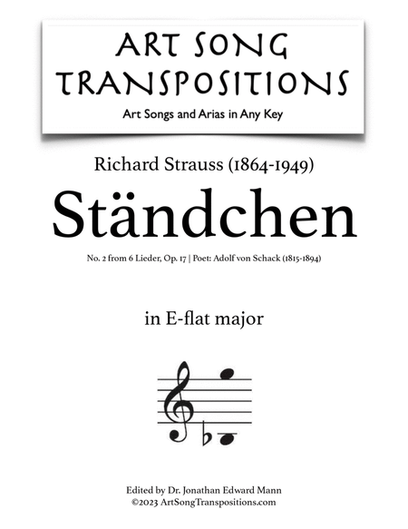 STRAUSS: Ständchen, Op. 17 no. 2 (transposed to E-flat major)