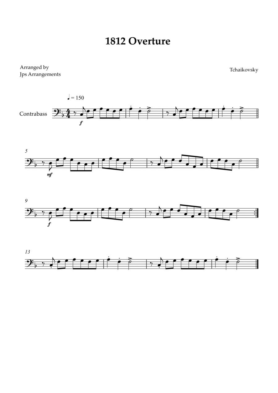 1812 Overture for Contrabass Double Bass scores gallery preview page 1