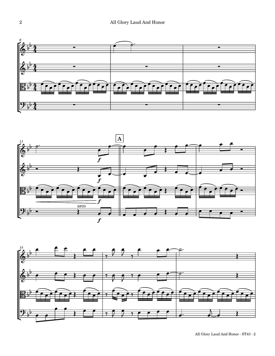 All Glory Laud And Honor String Quartet scores gallery preview page 2