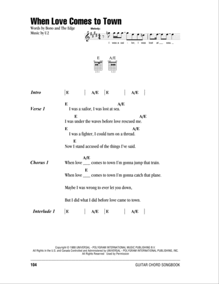 When Love Comes To Town Acoustic Guitar scores gallery preview page 1