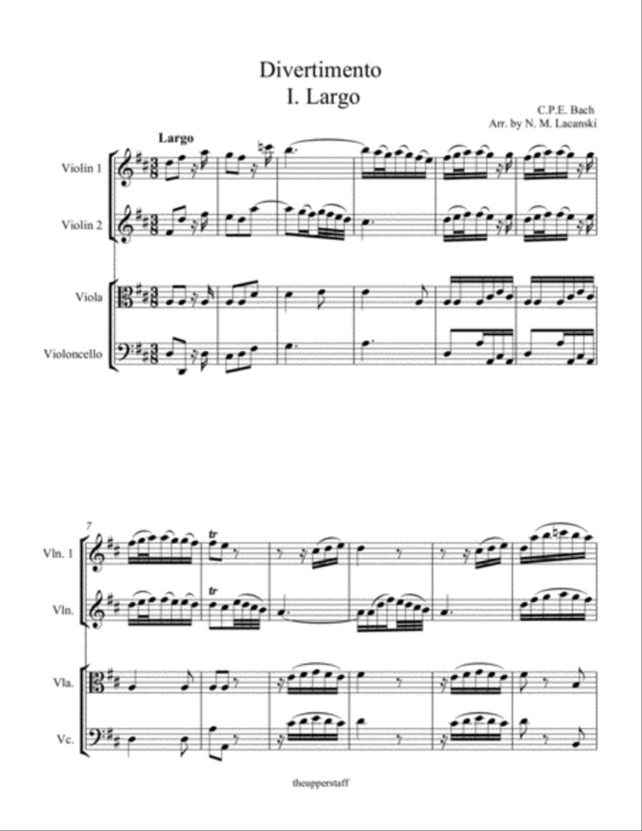 Divertimento I. Largo String Quartet scores gallery preview page 2