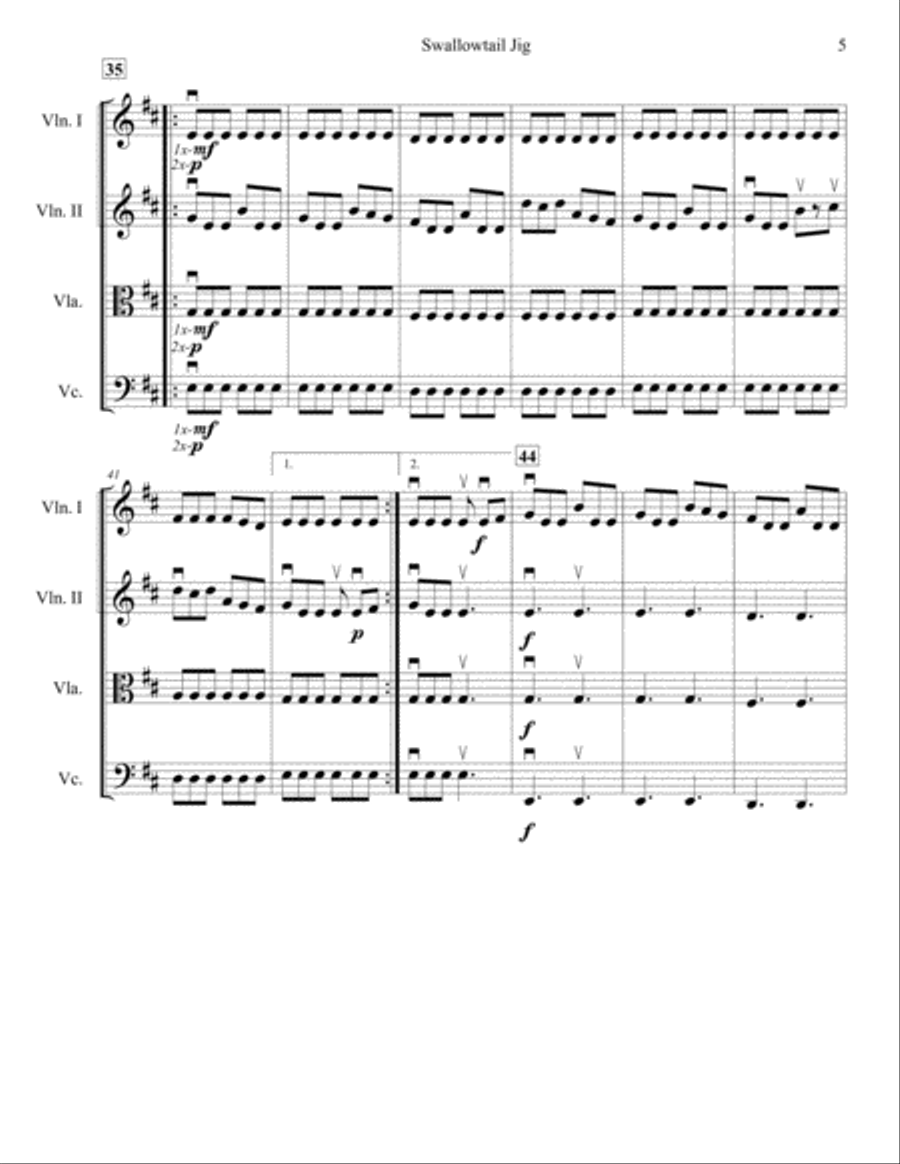 Swallowtail Jig String Quartet scores gallery preview page 5