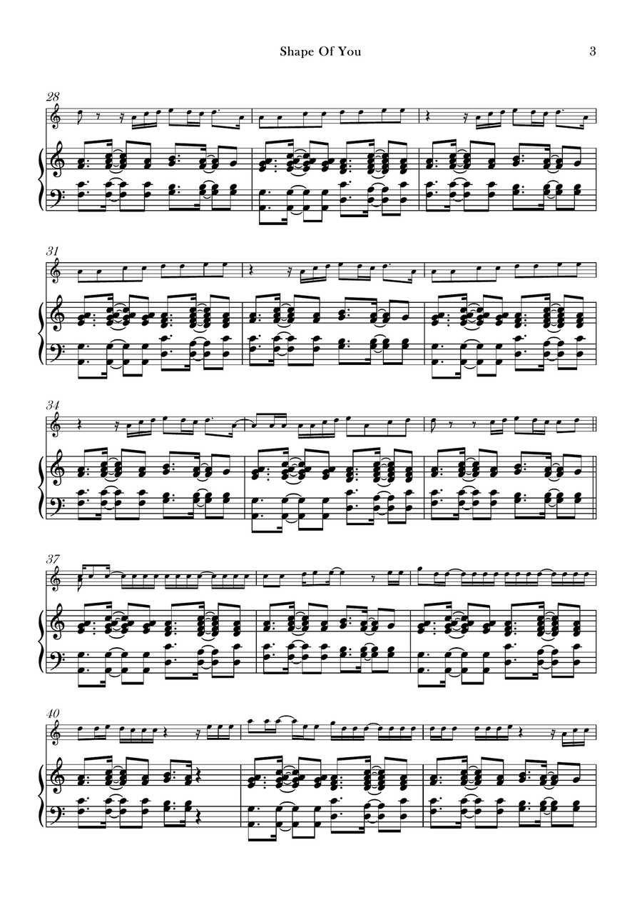 Shape Of You Violin Solo scores gallery preview page 3