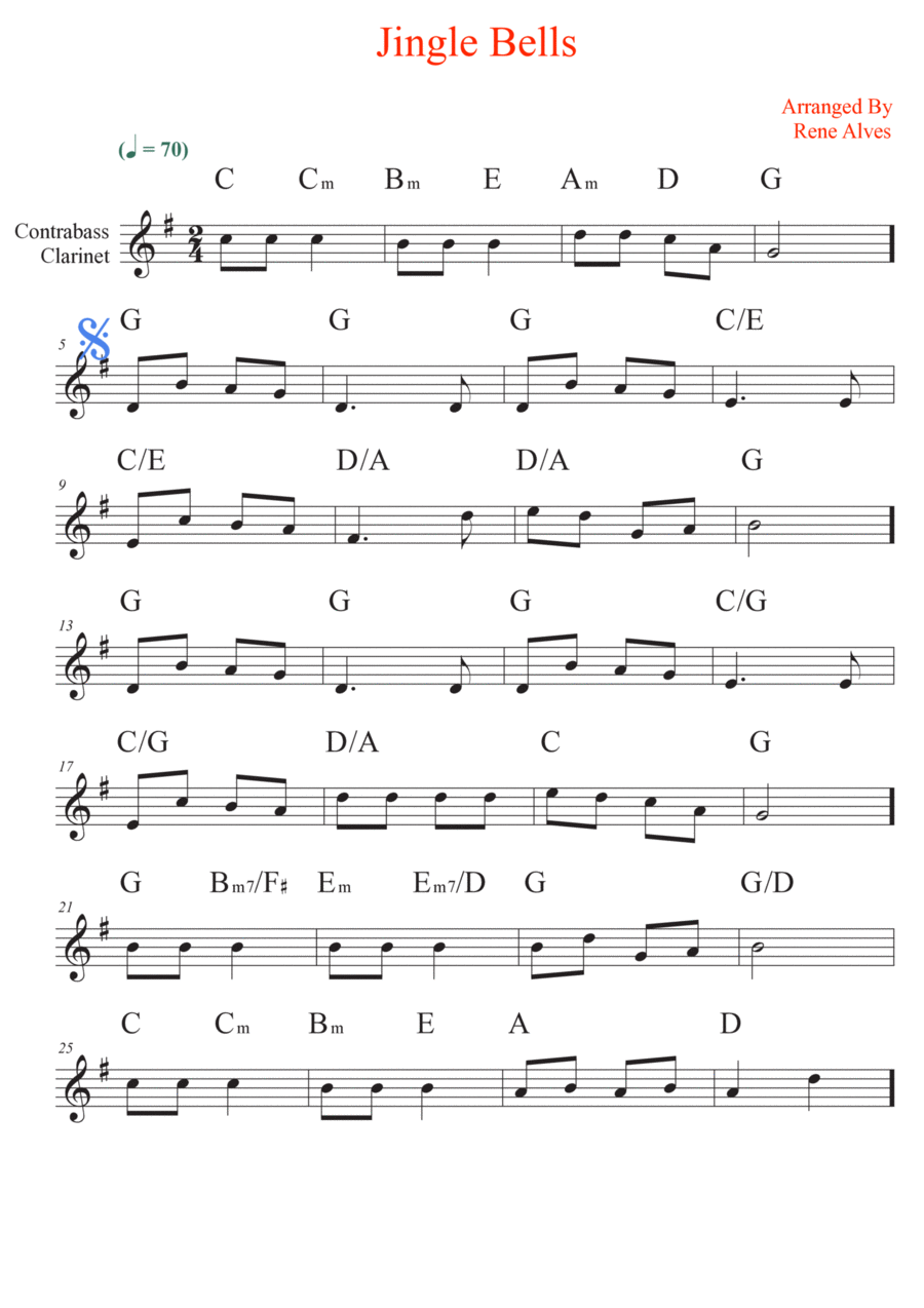 jingle bells Bass Clarinet scores gallery preview page 1