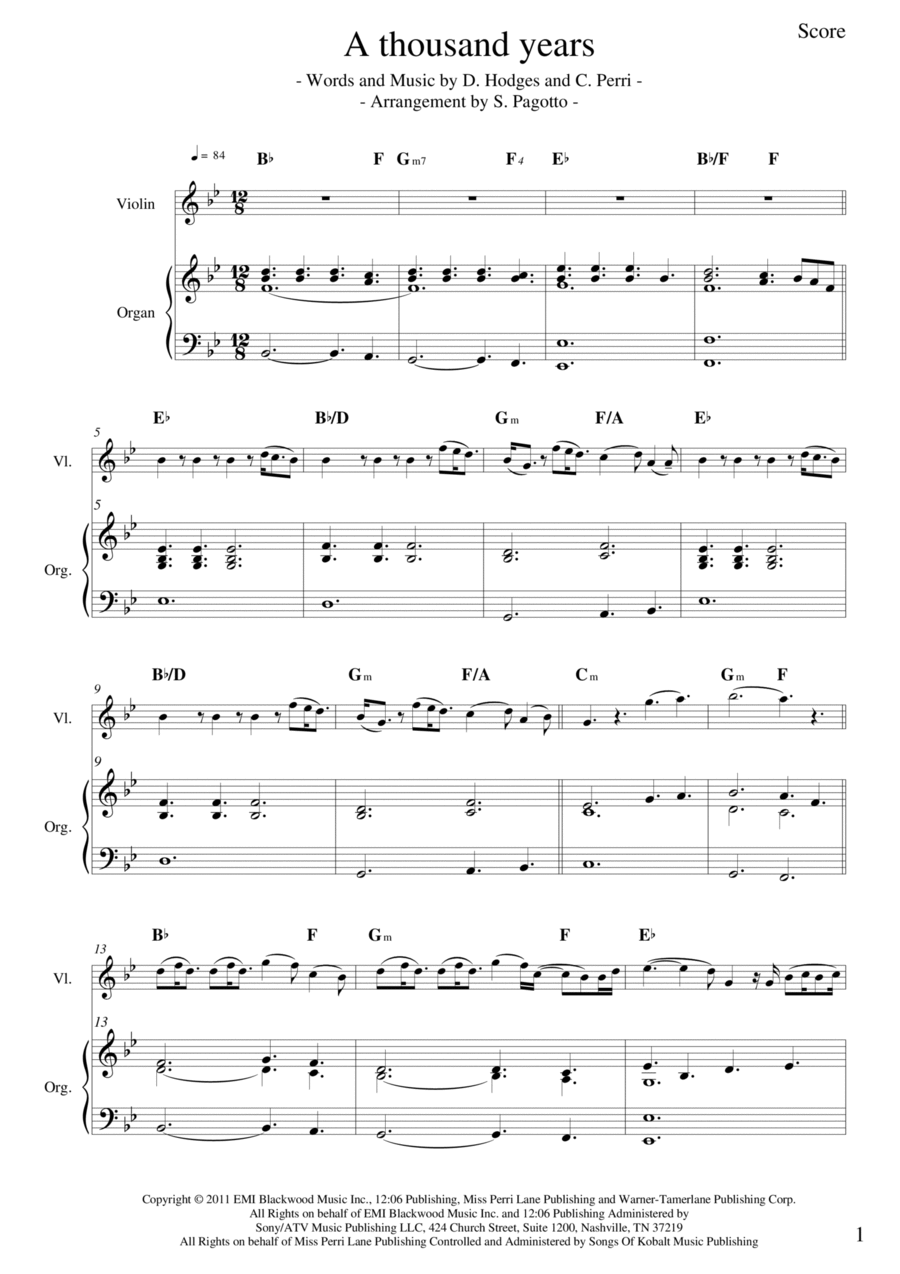 A Thousand Years String Duet scores gallery preview page 1