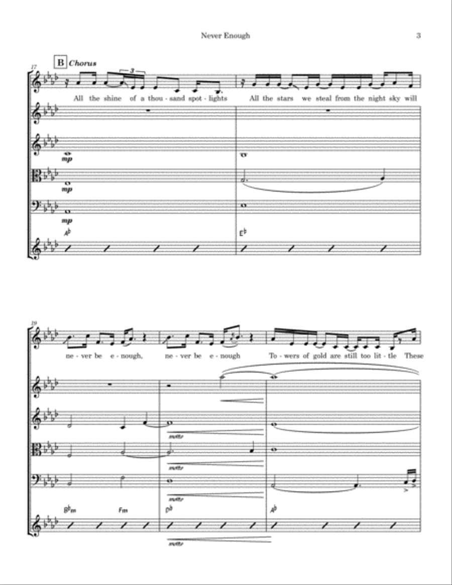 Never Enough String Quartet scores gallery preview page 3