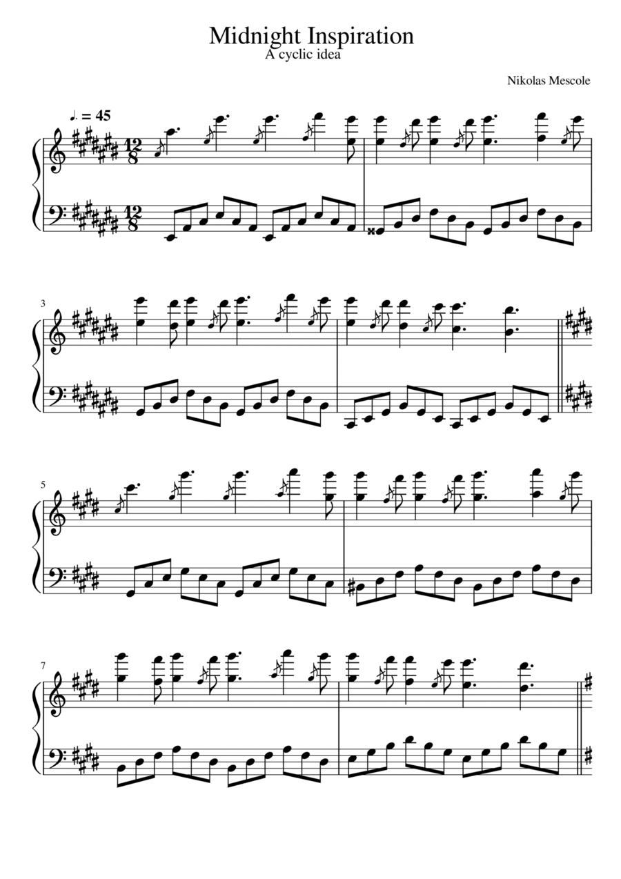 Midnight Inspiration Midnight Inspiration Piano Solo scores gallery preview page 1