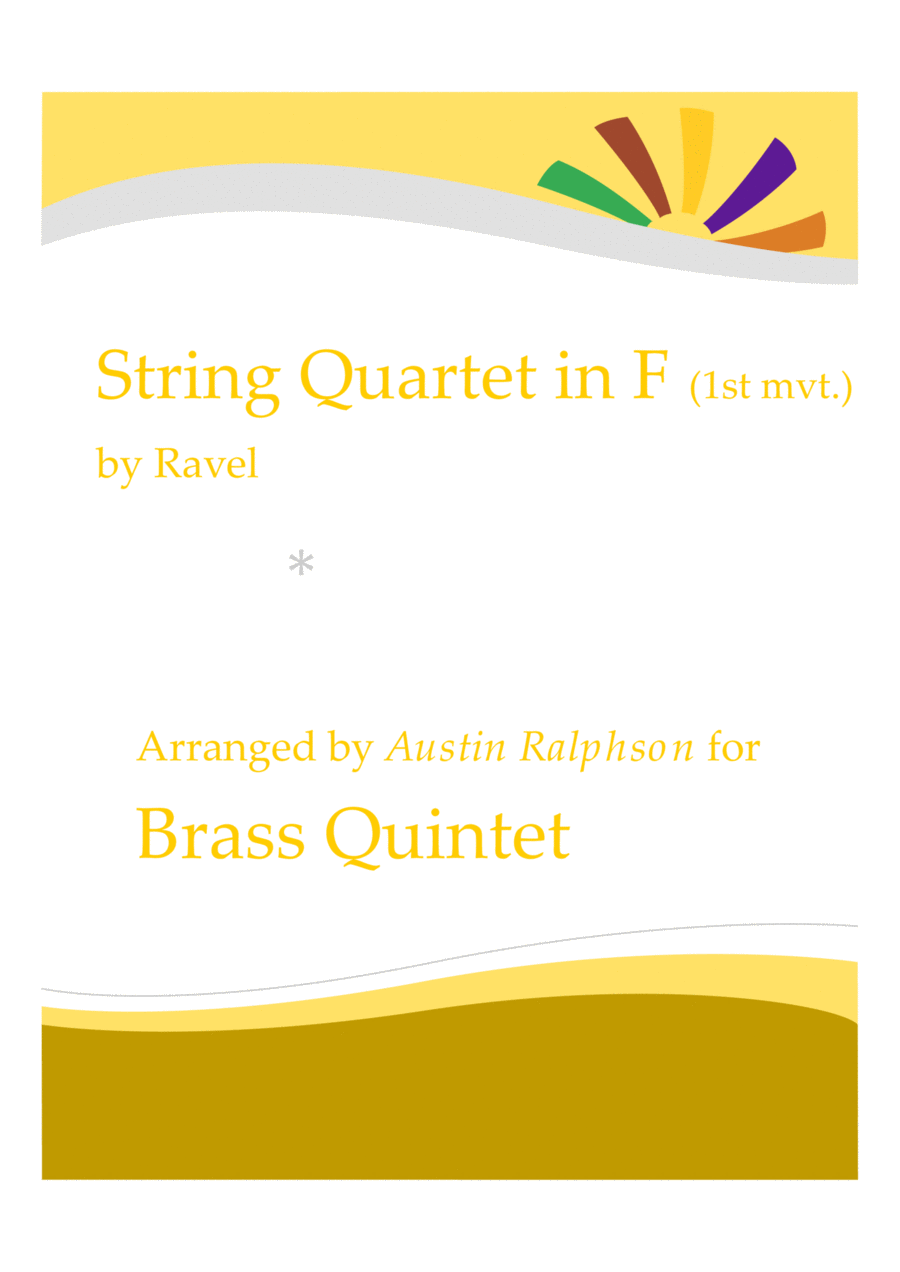 String Quartet in F - mvt.1 (Ravel) for brass - brass quintet Brass Quintet scores gallery preview page 1