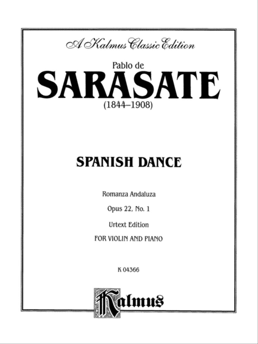 Sarasate: Spanish Dance, Op. 22, No. 1 (Romanza Andaluza) Piano scores gallery preview page 1