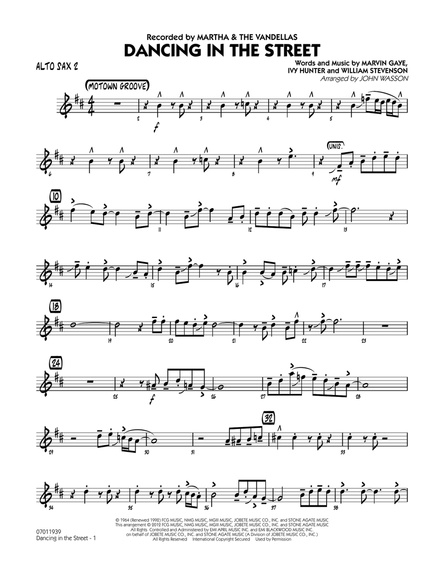 Dancing In The Street - Alto Sax 2 Jazz Ensemble scores gallery preview page 1