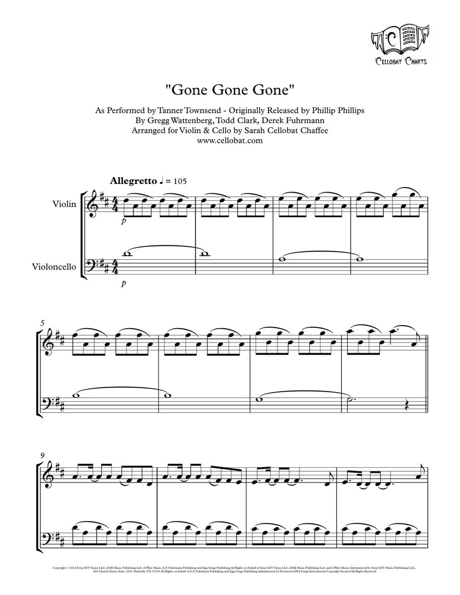 Gone, Gone, Gone String Duet scores gallery preview page 1