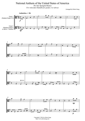 National Anthem of the USA (for viola duet, suitable for grades 2 or above)