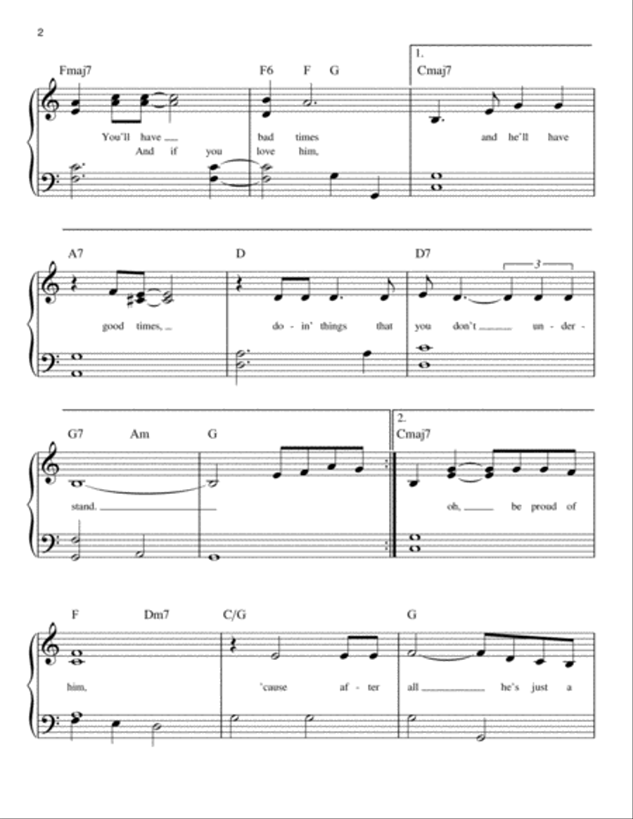 Stand By Your Man Easy Piano scores gallery preview page 2