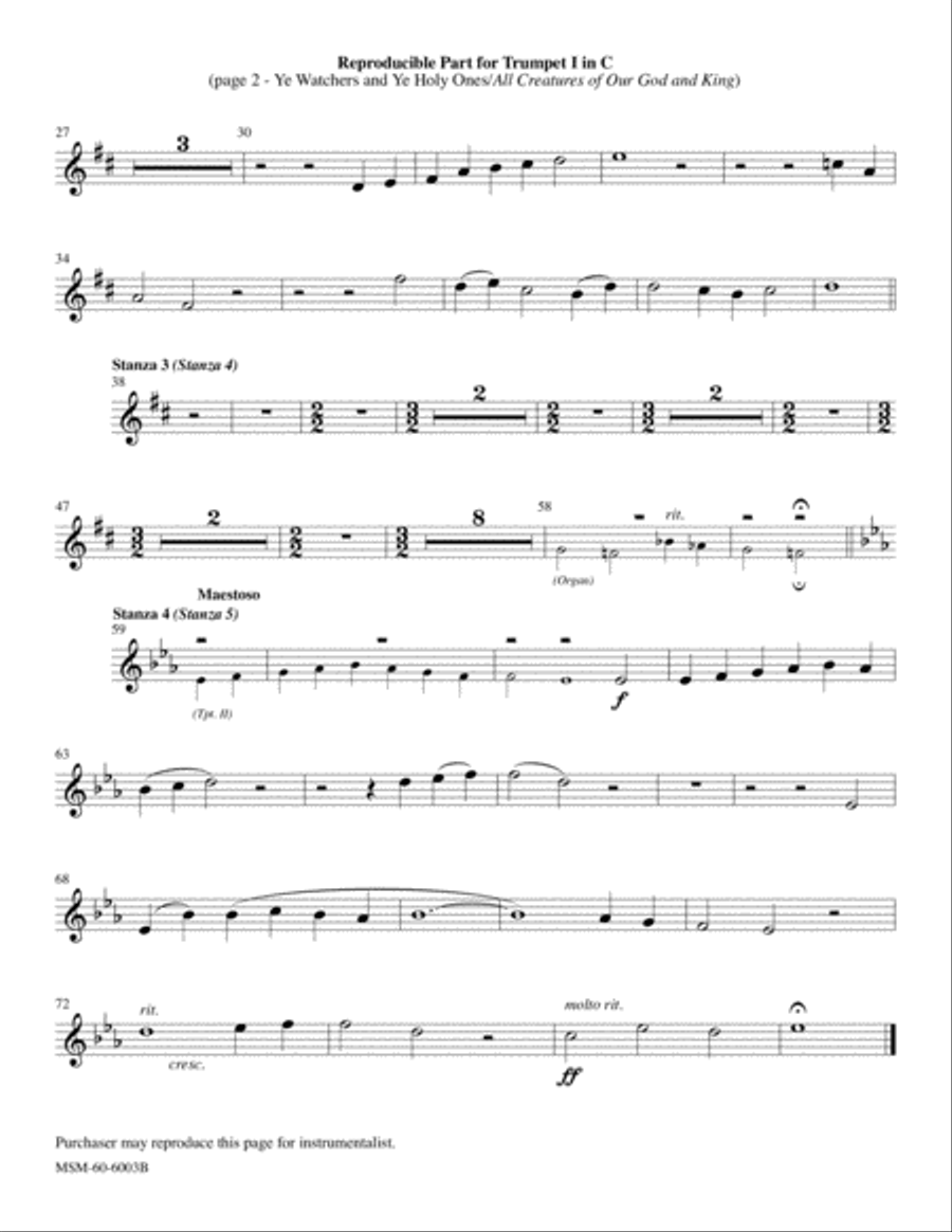 Ye Watchers and Ye Holy Ones All Creatures of Our God and King Choir scores gallery preview page 4