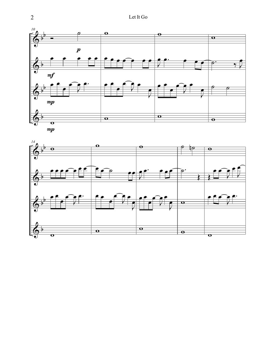 Let It Go (from Frozen) Woodwind Quartet scores gallery preview page 3