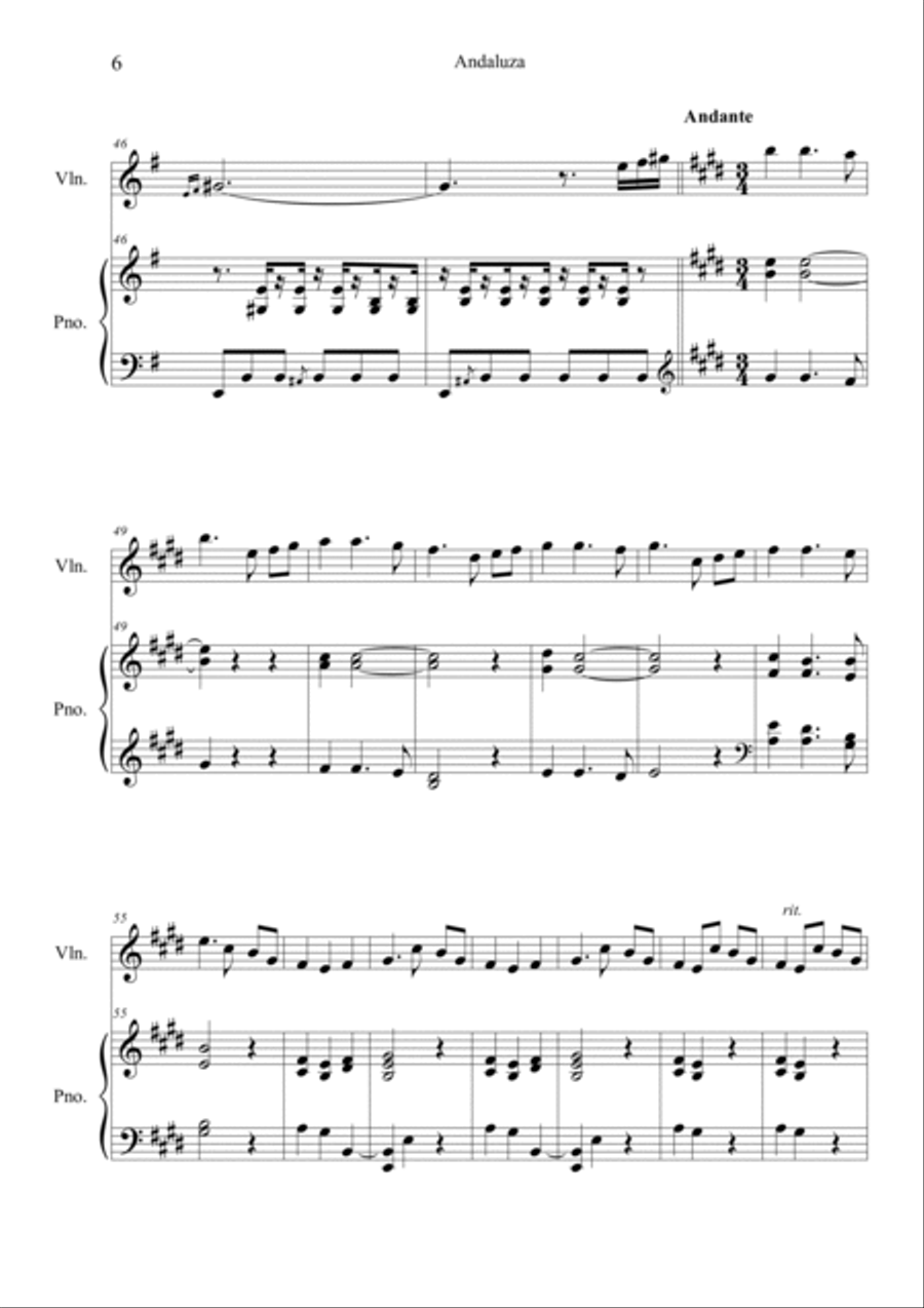 Andaluza Andaluza Violin Solo scores gallery preview page 6