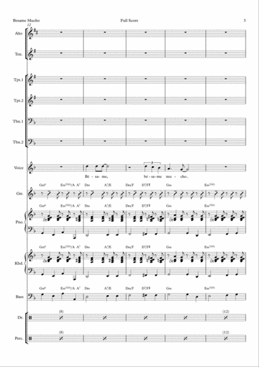Besame Mucho (Kiss Me Much) Besame Mucho (Kiss Me Much) Tenor Saxophone scores gallery preview page 3