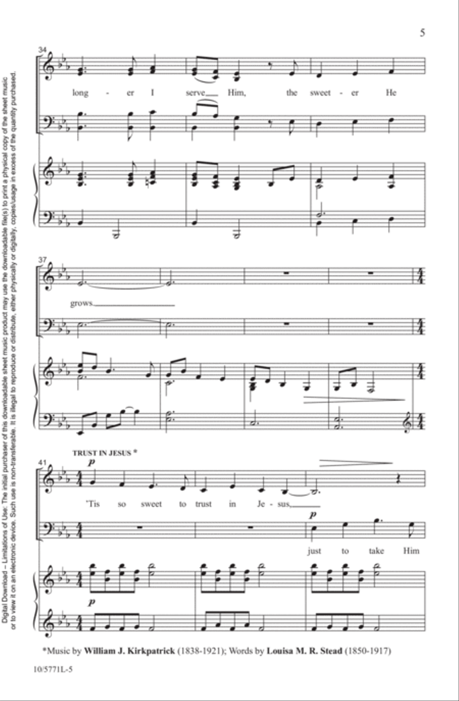 The Longer I Serve Him 4-Part scores gallery preview page 5