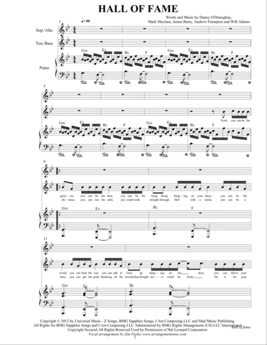 Hall Of Fame 4-Part scores gallery preview page 3