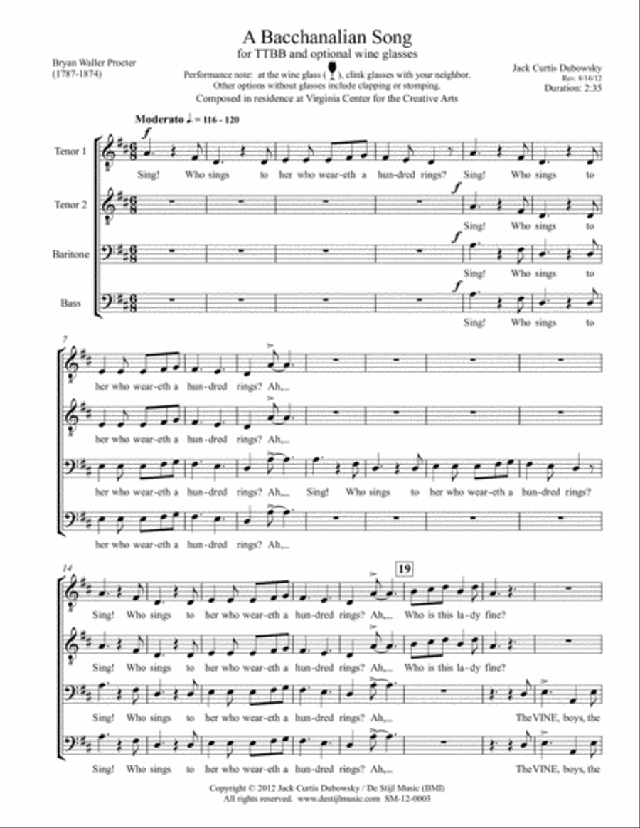 A Bacchanalian Song (TTBB) TTBB scores gallery preview page 3