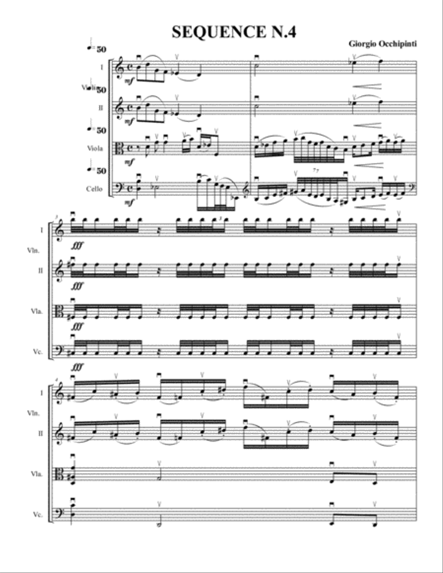 SEQUENCE N.4 SEQUENCE N.4 String Quartet scores gallery preview page 1