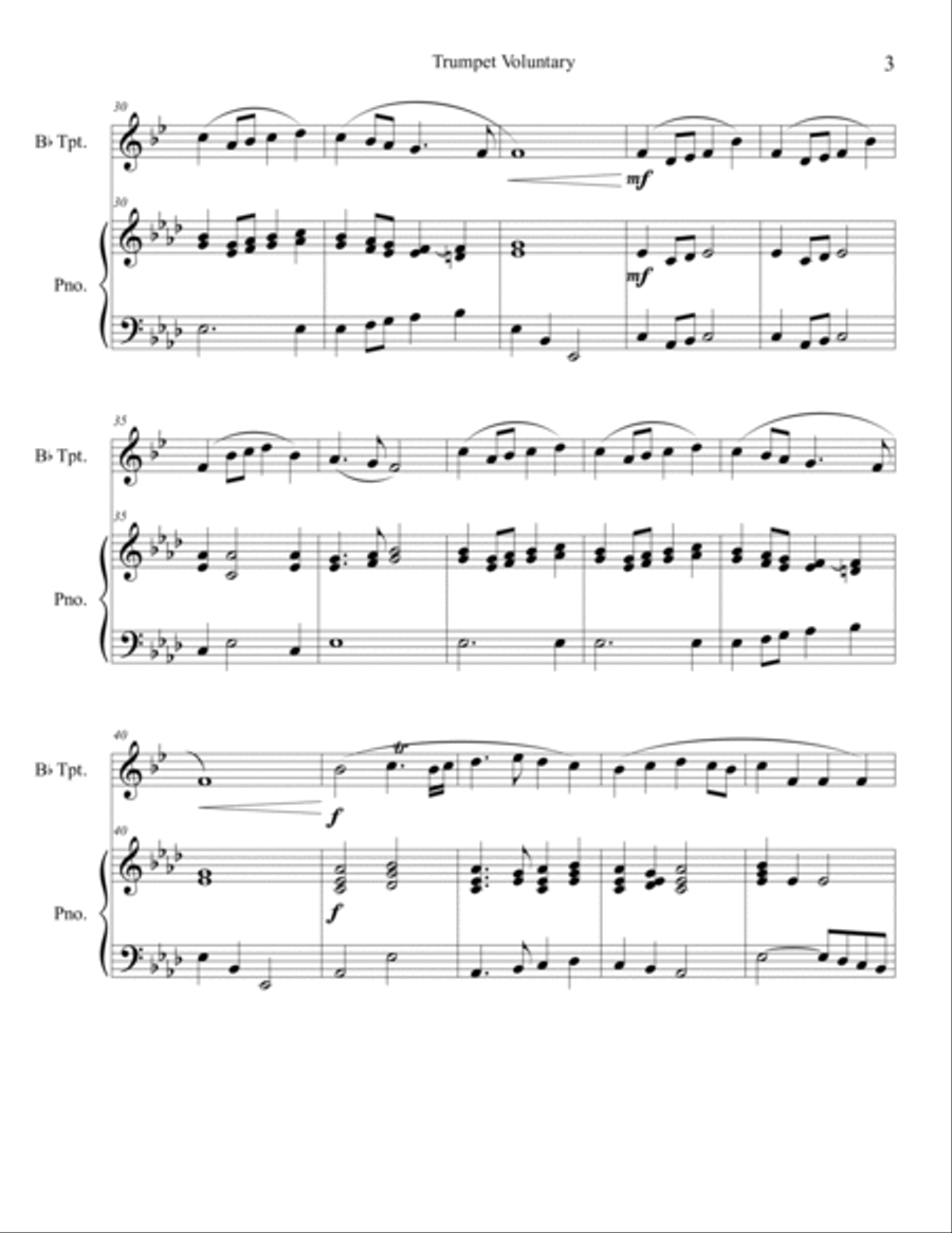 Trumpet Voluntary (Trumpet Solo) with piano accompaniment Trumpet Solo scores gallery preview page 3